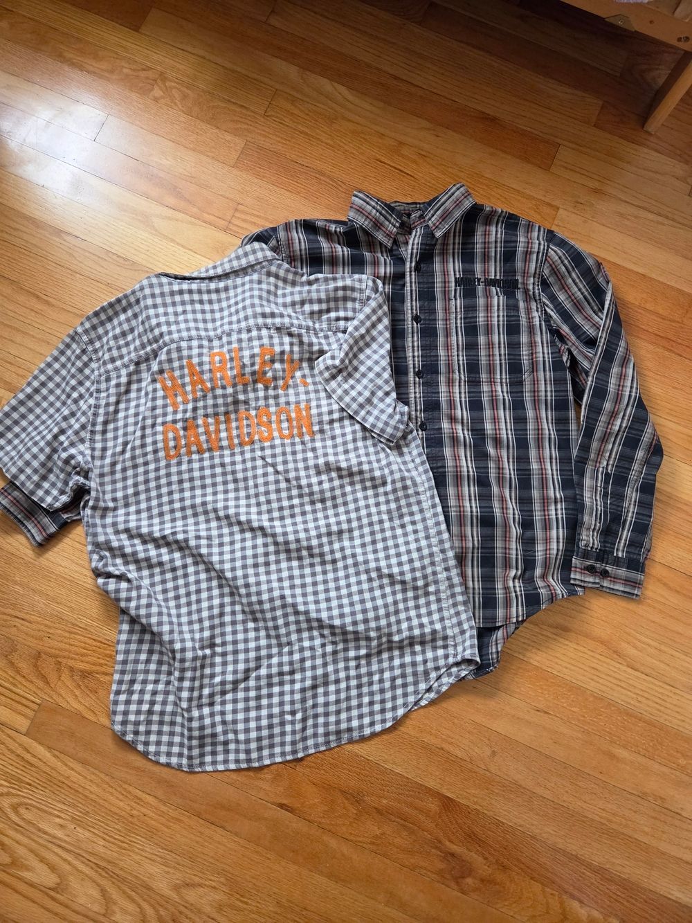 Harley Davidson Shirts (Two) Embroidered Motorcycle Button Up Tops